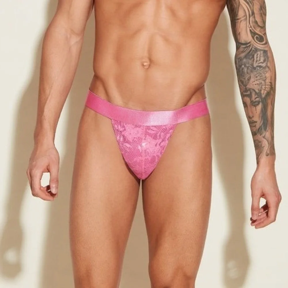 Cosabella Luxury Italian Men's Pink Lace Jock Strap Designer Underwear Size M
